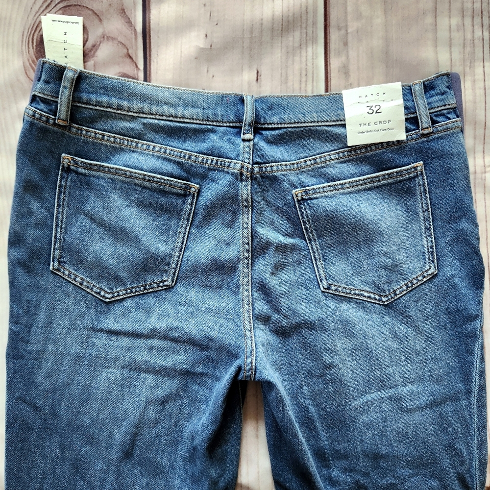 NWT Hatch "The Crop Under Belly Kick Flare" Cropped Jeans Blue Maternity Size 32 - Picture 6 of 14